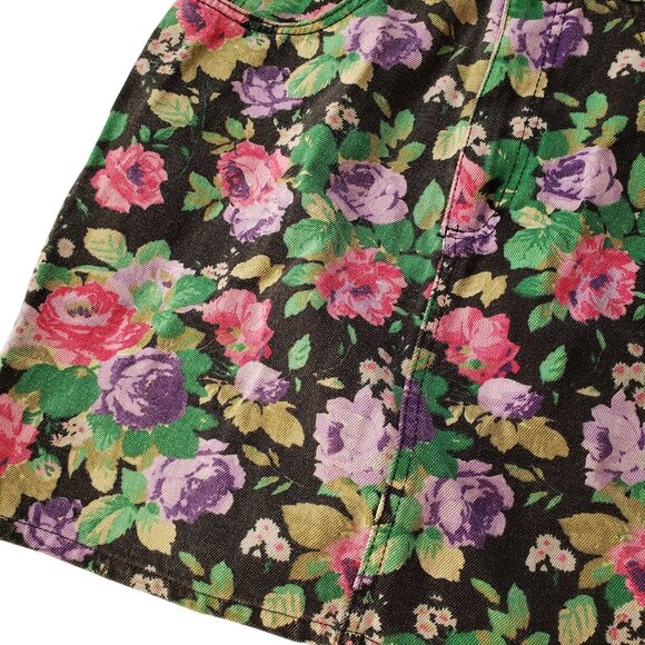 Vintage 80s 90s Floral Denim Skirt XS Breaker Jeans Pinch Waist Retro Mini - Picture 5 of 8